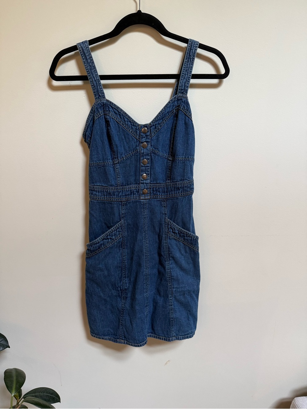 Japna Blue Denim Mini Dress with Front Buttons